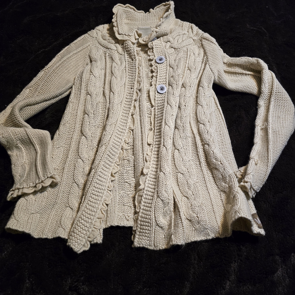 Girl's Cream Cable Knit Sweater